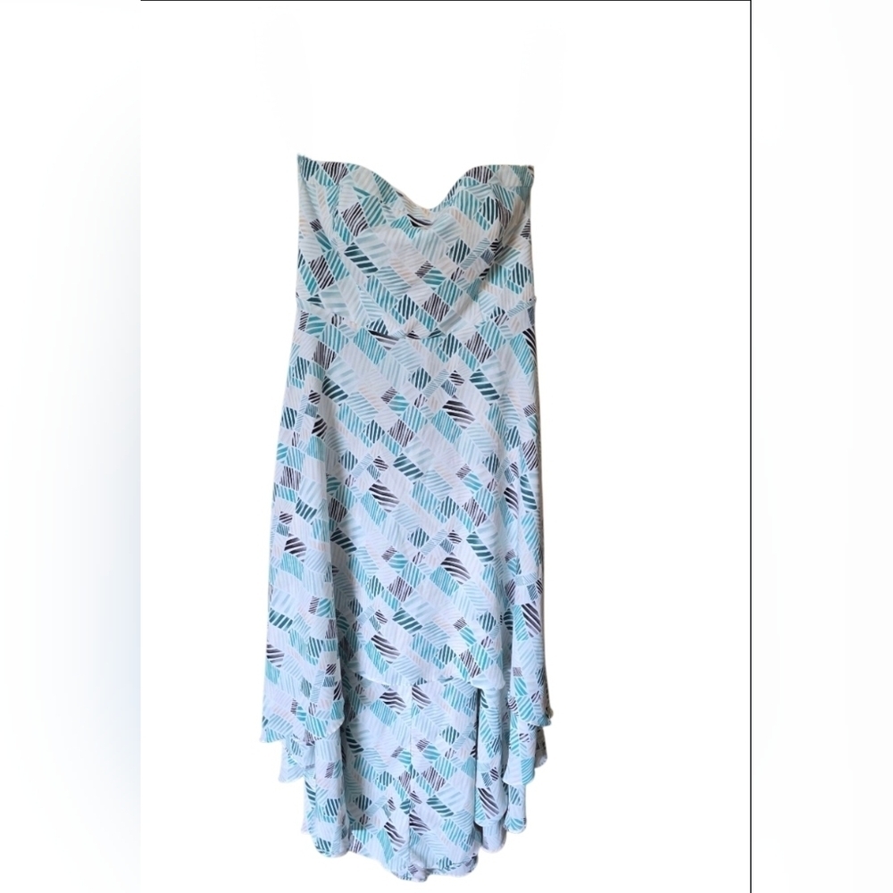 White House Black Market High-low Fit & Flare Strapless Dress- Size 12p - Picture 2 of 5